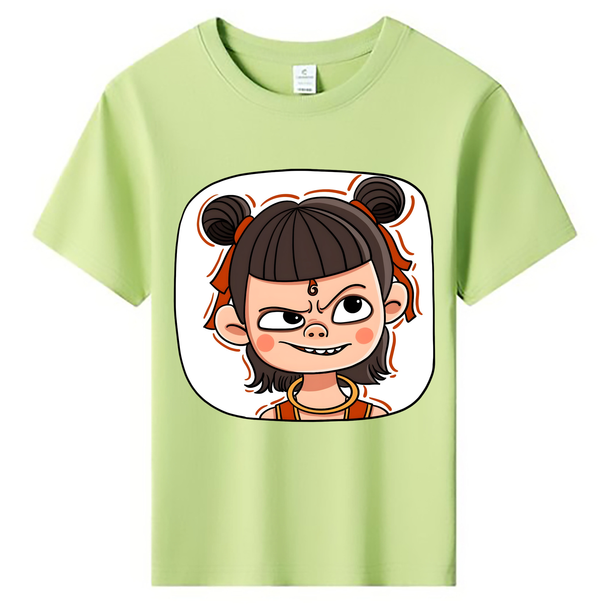 （画像用） Ne Zha 2 ナタ 魔童の大暴れ 綿100％キッズTシャツ（フロントプリント）